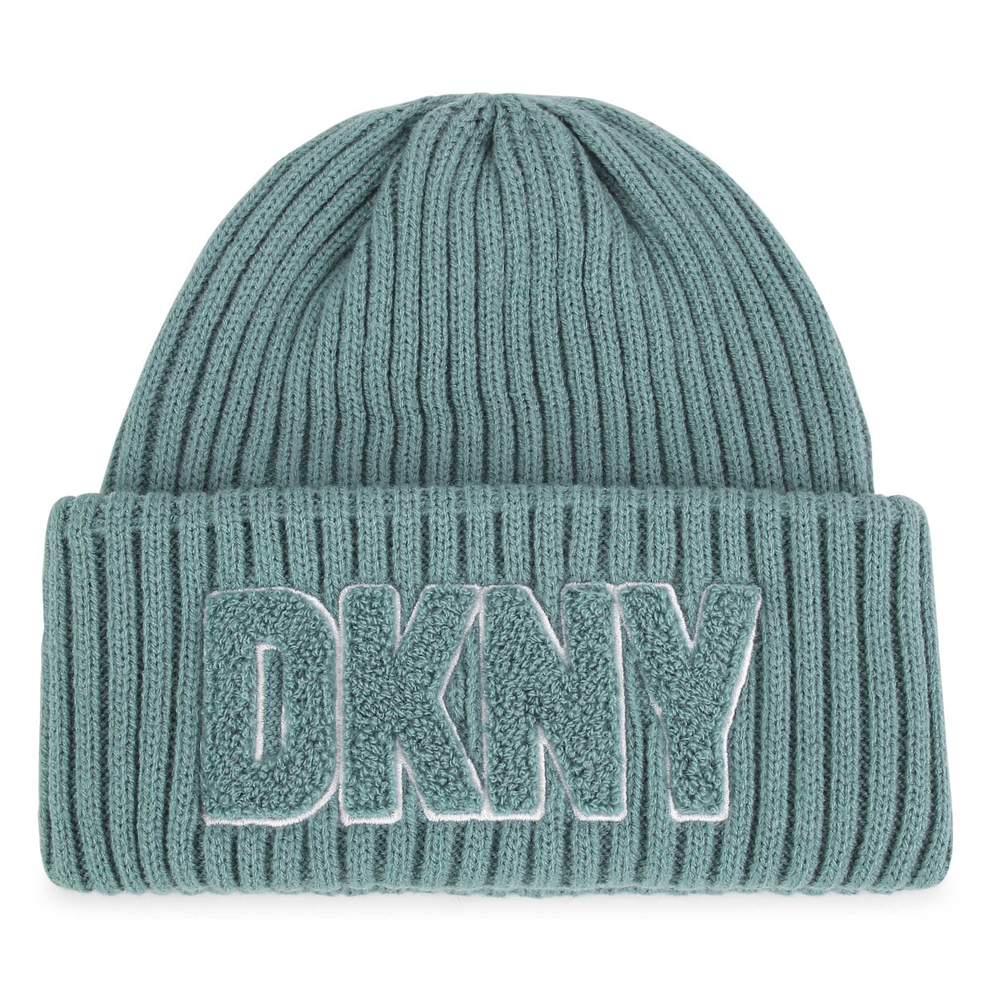 DKNY Junior Blue Knitted Hat With Embroidered Patch _D51000 - 763 - NorthGirls