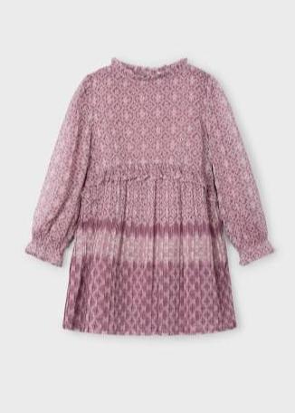 Girls Pleated Long Sleeve Dress