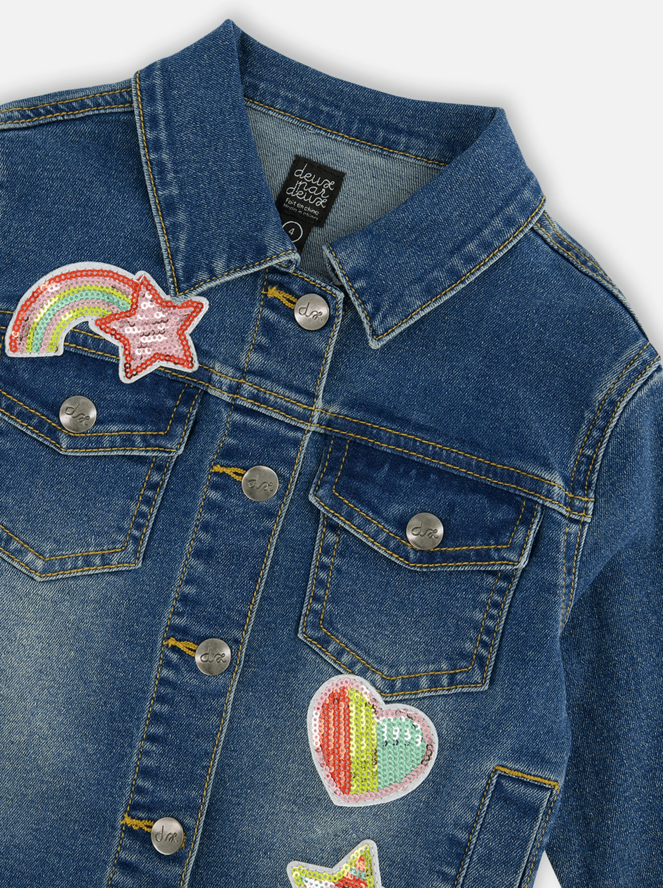 Girls Denim Jacket With Embroidery Patches - NorthGirls