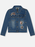 Girls Denim Jacket With Embroidery Patches - NorthGirls