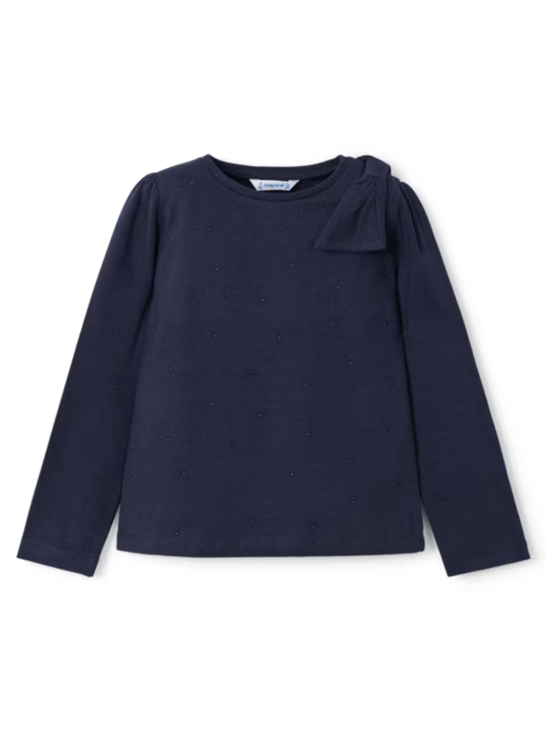 Girls Long Sleeve Shirt with Pearls & Bow - NorthGirls