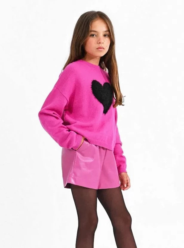 Mini Molly Pink Knitted Heart Sweater _MME152BN23-1402