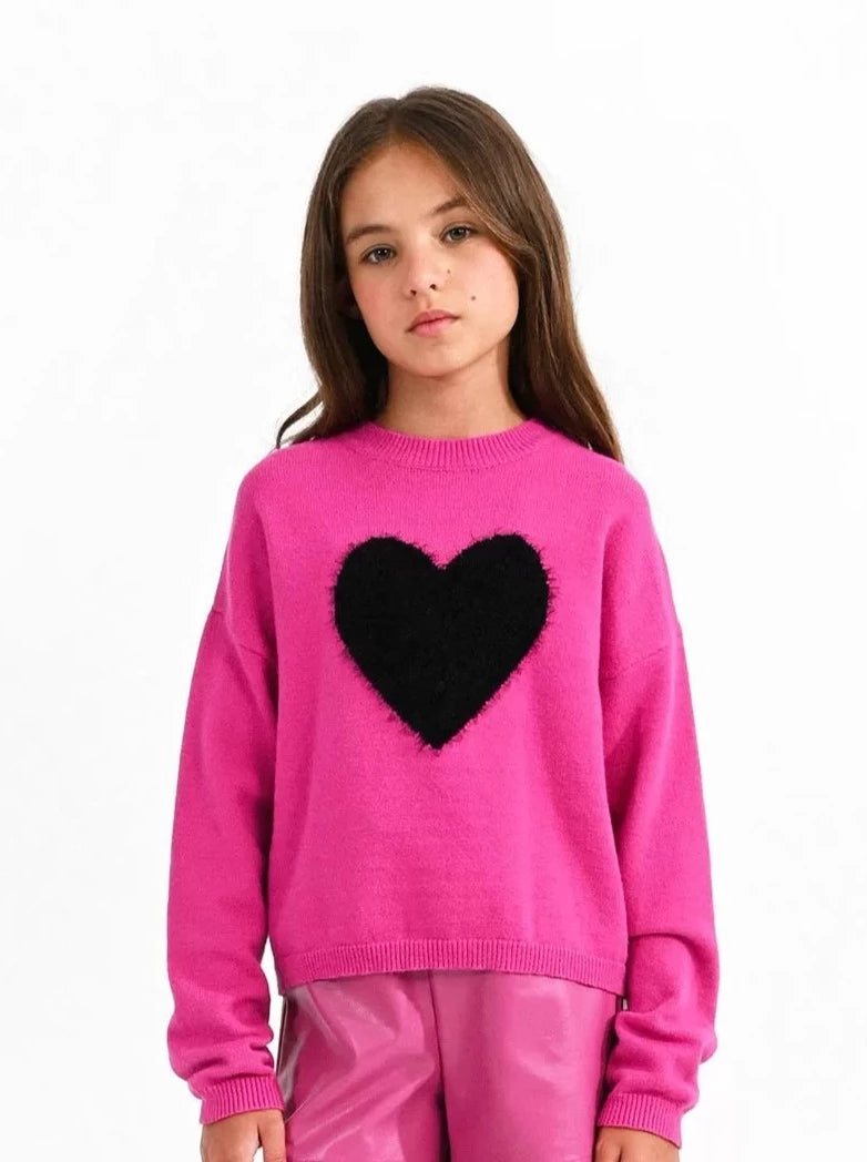 Mini Molly Pink Knitted Heart Sweater _MME152BN23-1402
