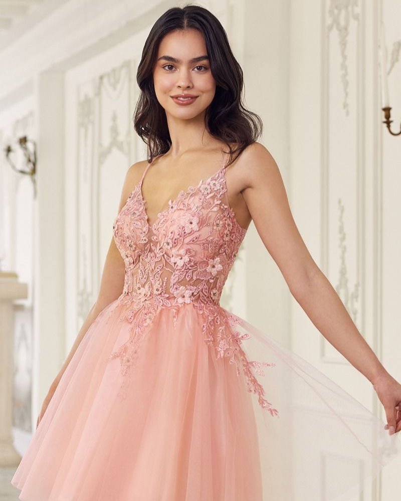 Ladivine A - Line Lace & Tulle Cocktail Dress _SF047 - NorthGirls