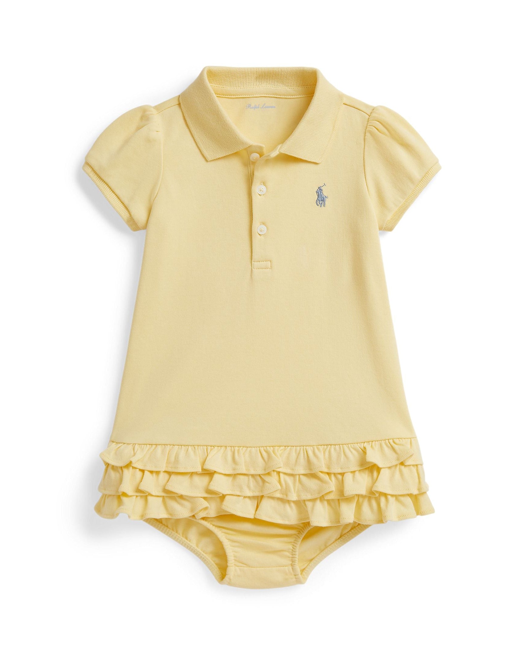 Ralph Lauren Girls Ruffled Cotton Polo Dress & Bloomer