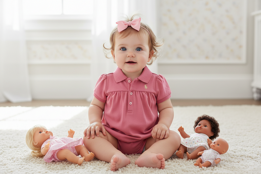 Ralph Lauren Baby Girls Short Sleeve Romper