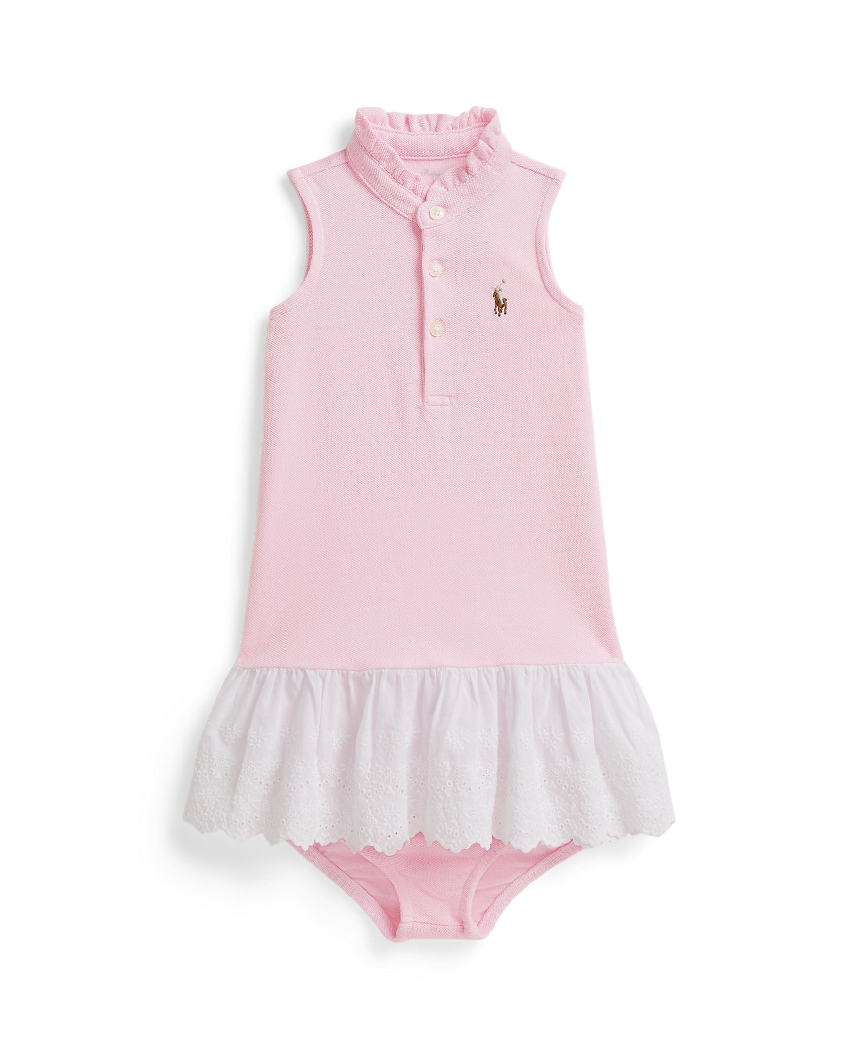Ralph Lauren Baby Girls Eyelet Cotton Mesh Dress & Bloomer