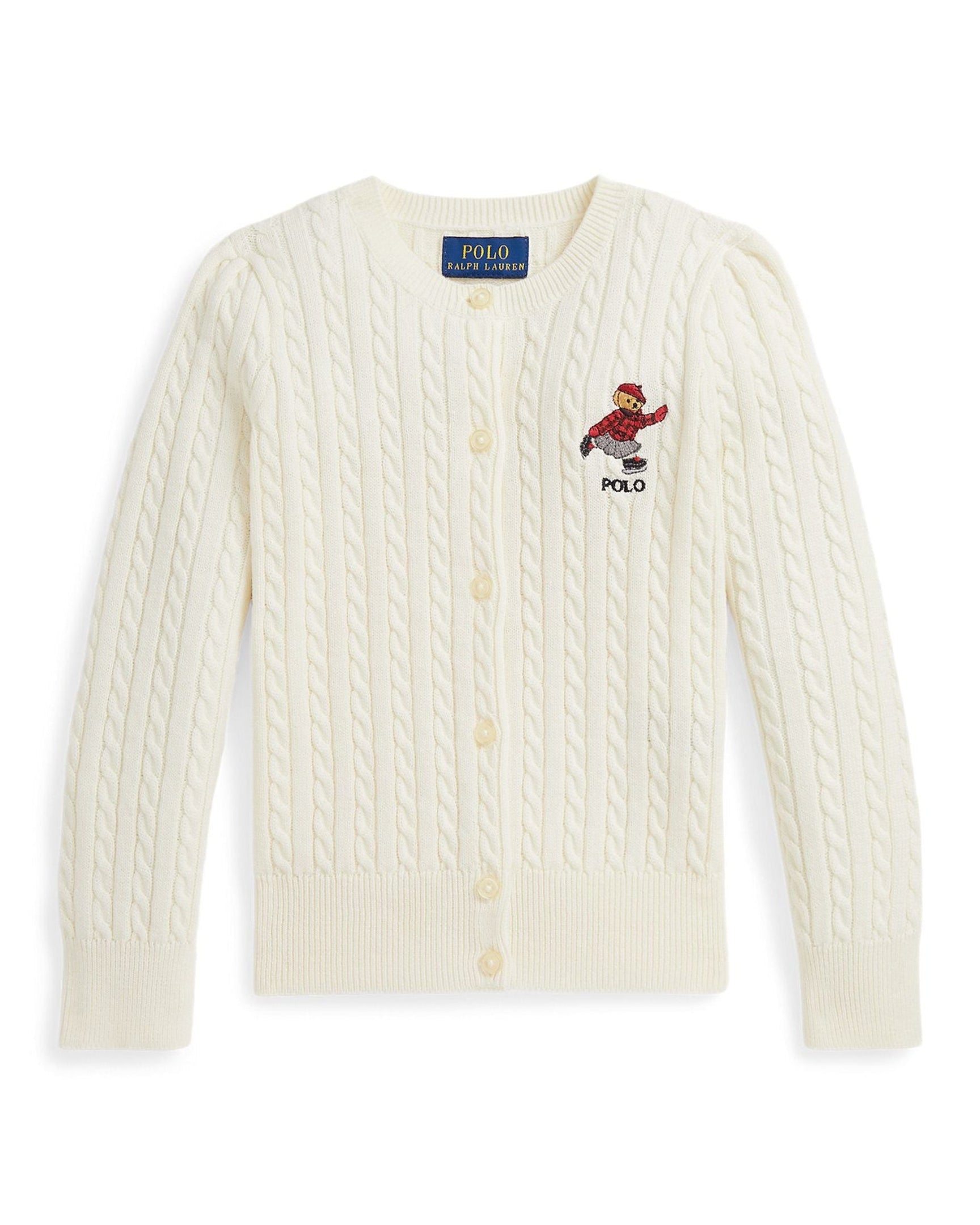 Ralph Lauren Mini Girls Cable Knit Bear Cardigan 