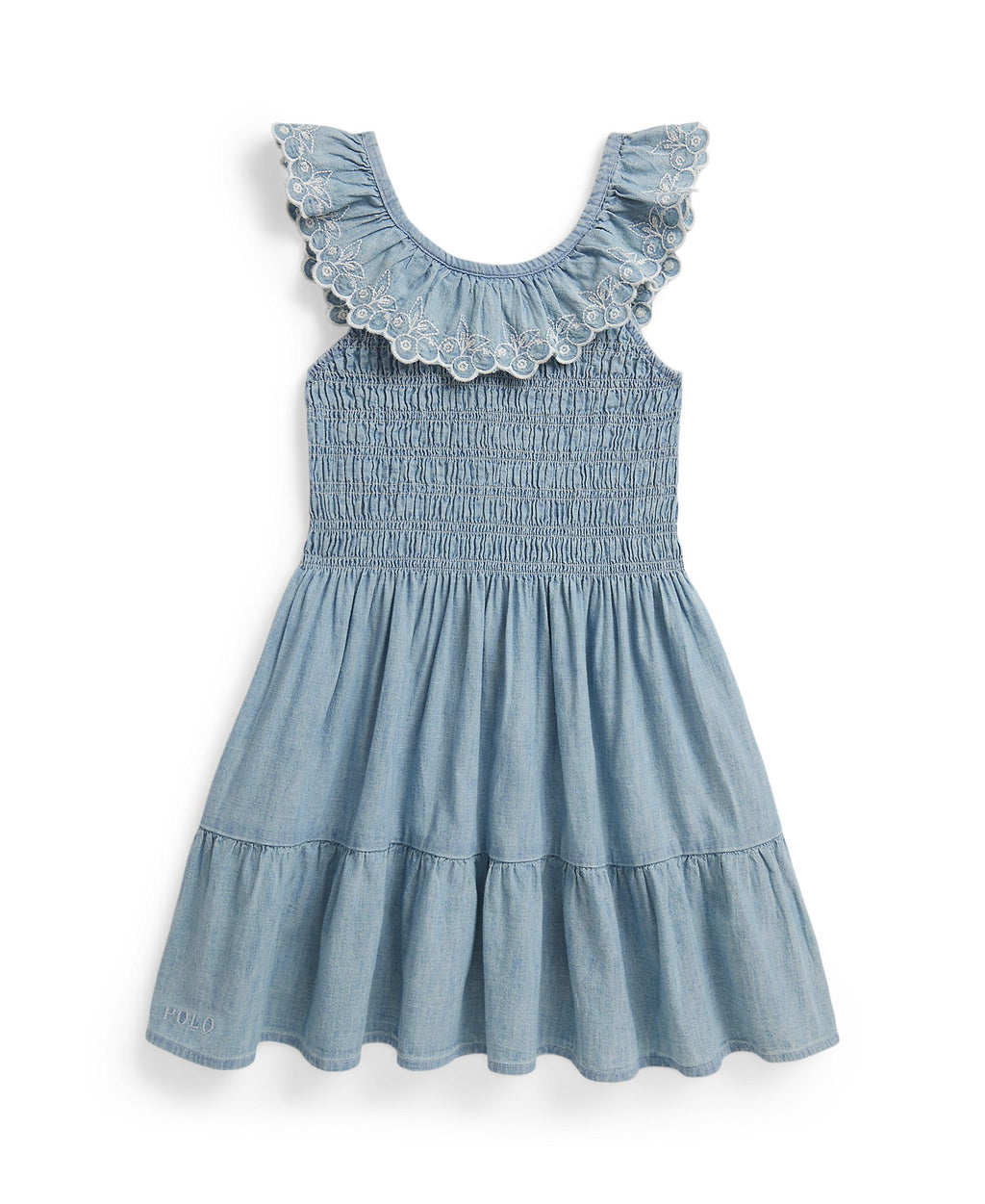 Ralph Lauren Mini Girls Chambray Woven Blue Dress_ 312A11755001