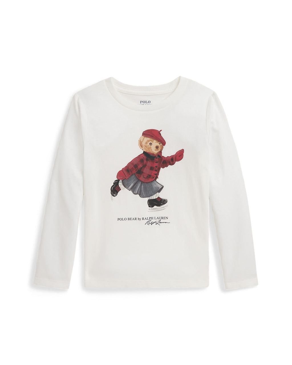 Ralph Lauren Mini Girls Polo Bear Cotton Long-Sleeve Tee