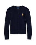 Ralph Lauren Girls Polo Bear Cable Cotton Cardigan