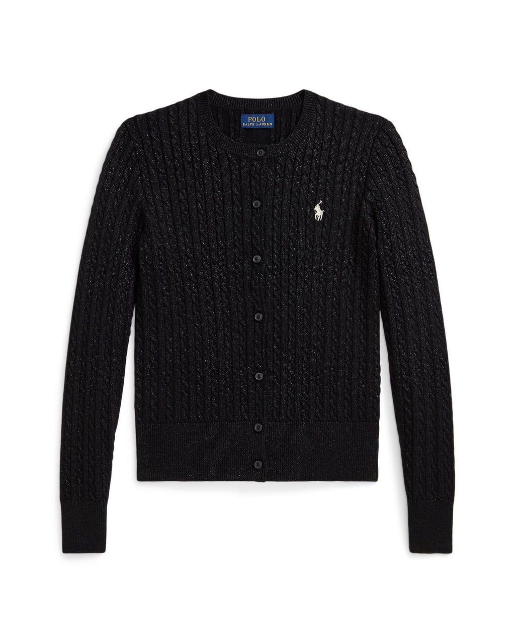Ralph Lauren Girls Metallic Mini-Cable Cardigan