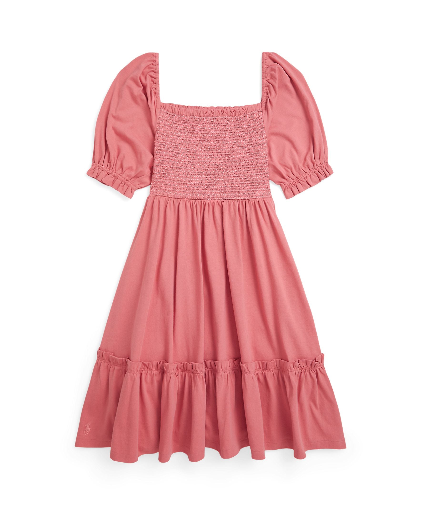 Ralph Lauren Girls Jersey Short Sleeve Pink Smocked Dress_ 313965188500