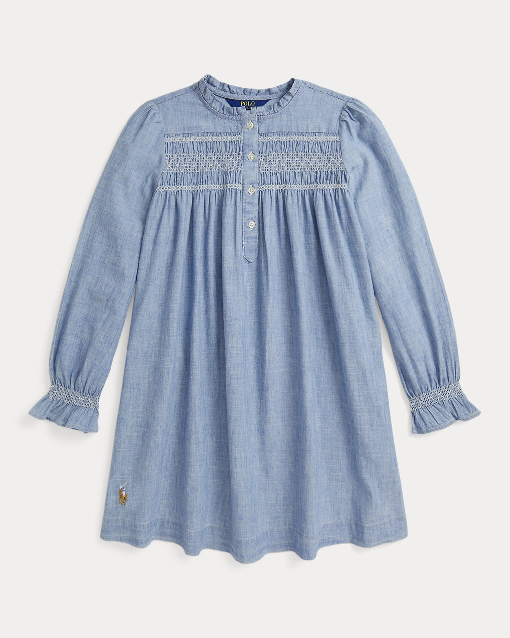 Ralph Lauren Girls Smocked Indigo Chambray Dress