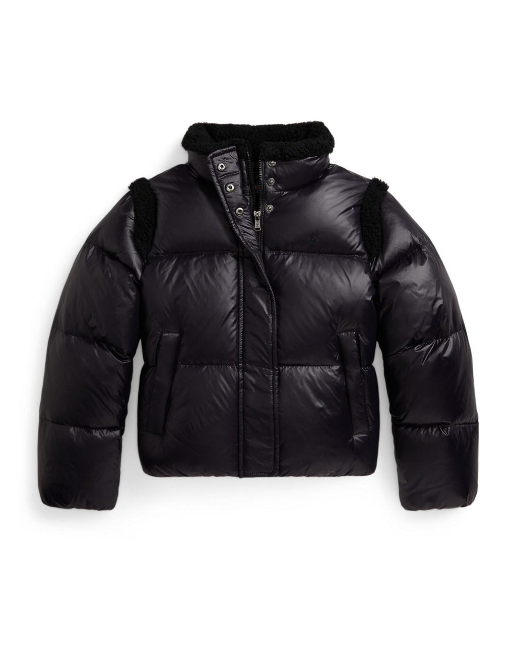 Ralph Lauren Girls Teddy Fleece–Trim Down Boxy Jacket