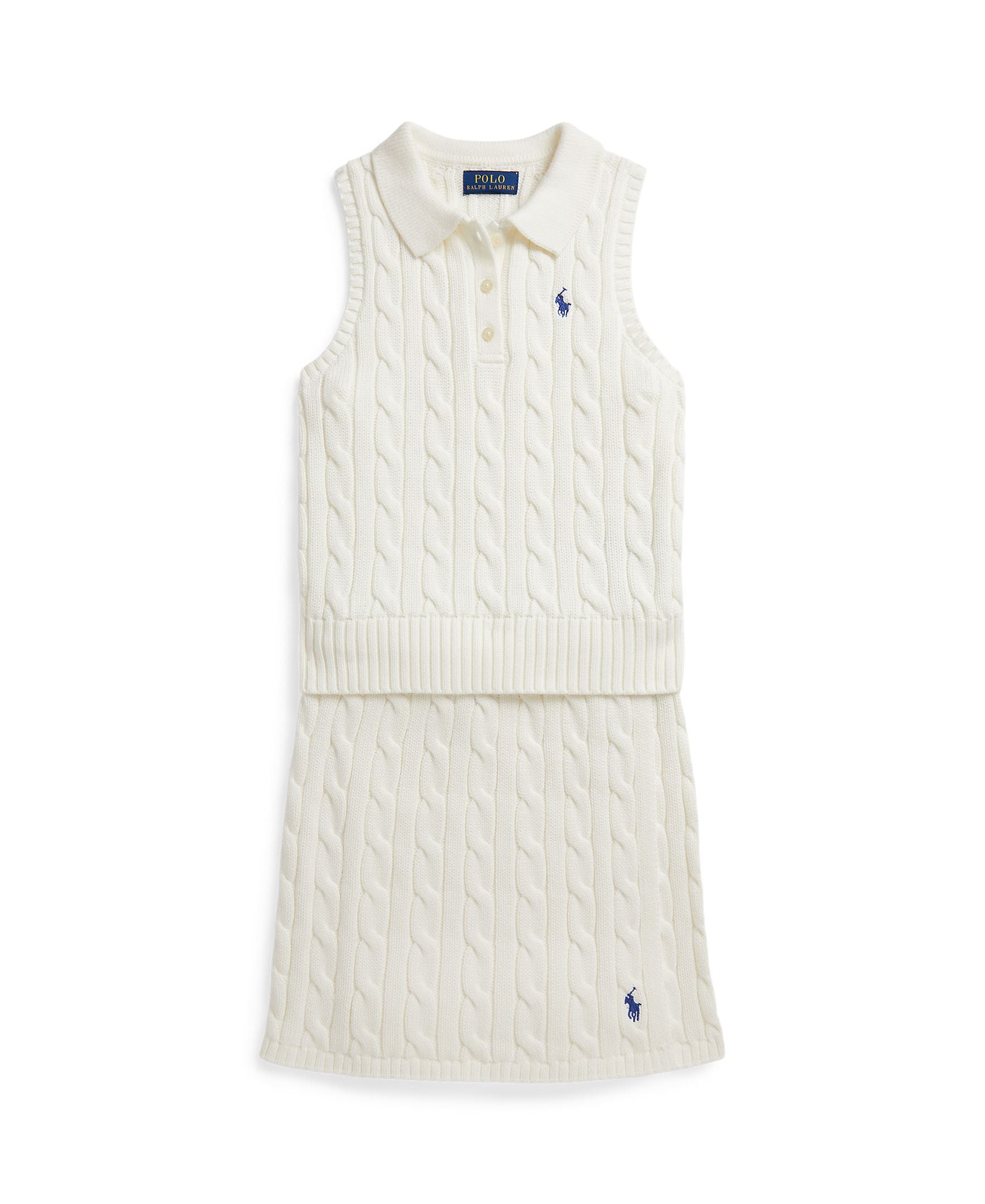 Ralph Lauren Girls Cotton White Sweater Outfit Set_ 313A11239002