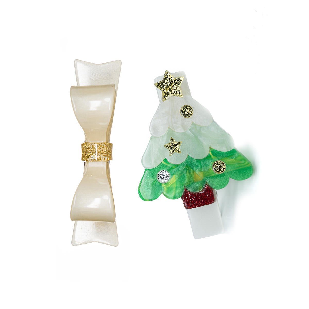 LR - Christmas Tree Mint & Bowtie Alligator Clips _AC245 - 8B - NorthGirls