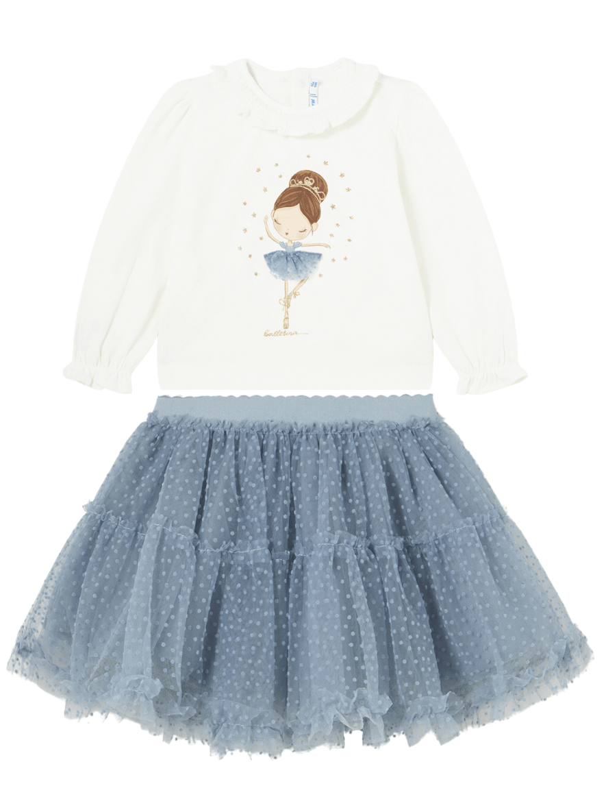 Mayoral Baby Blouse & Blue Tulle Skirt Set - NorthGirls