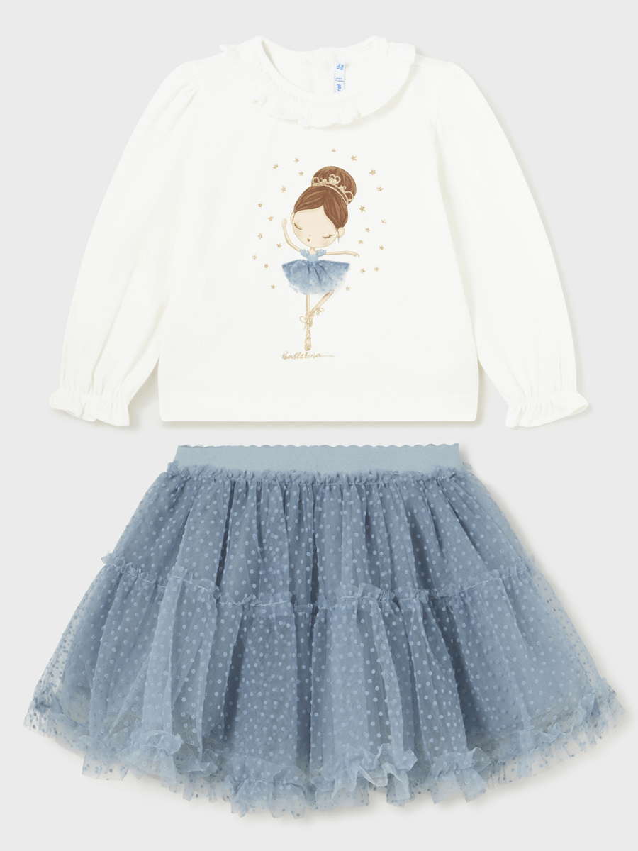 Mayoral Baby Blouse & Blue Tulle Skirt Set - NorthGirls