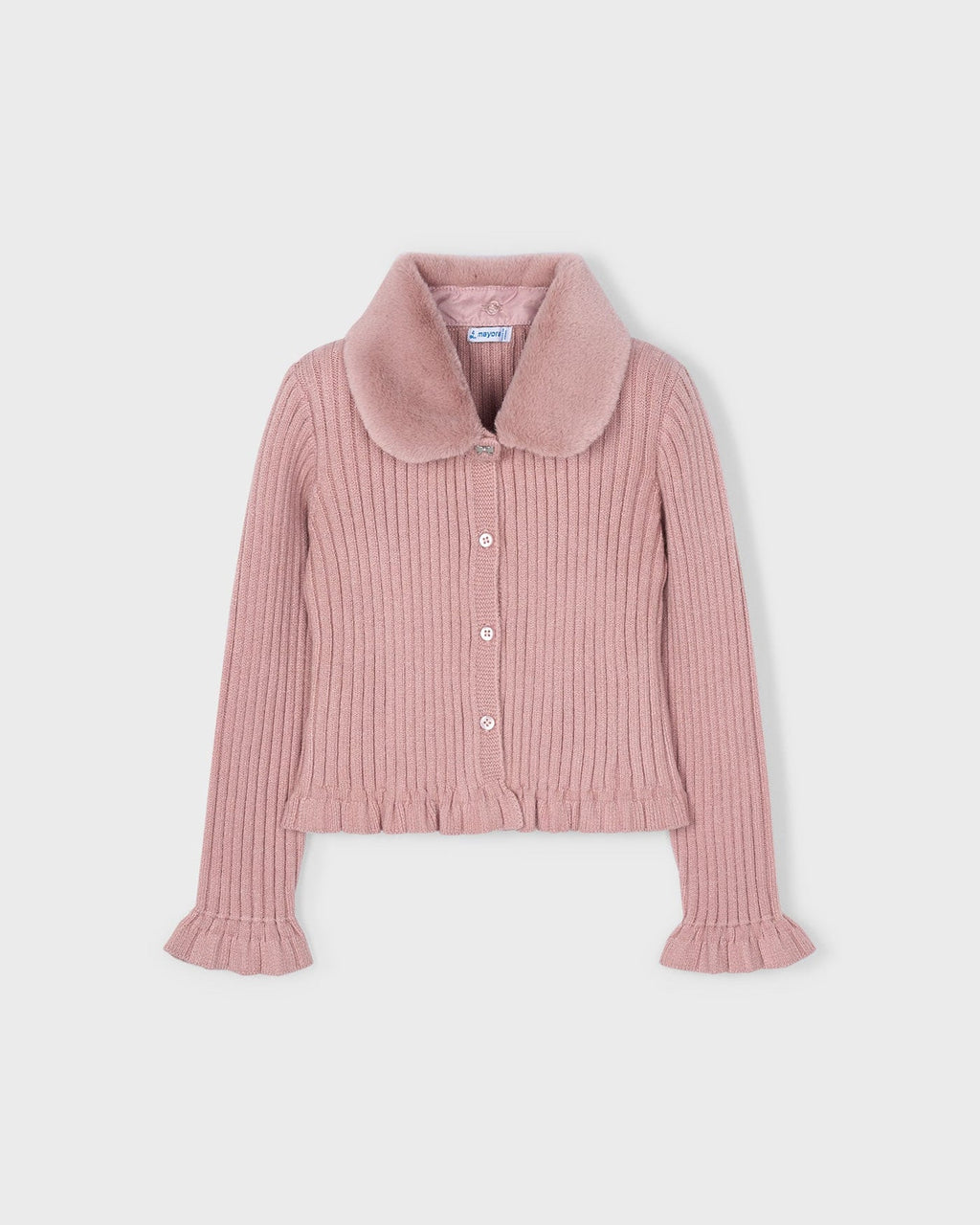 Mayoral Girls Faux Fur Collar Cardigan_ 4311 - NorthGirls