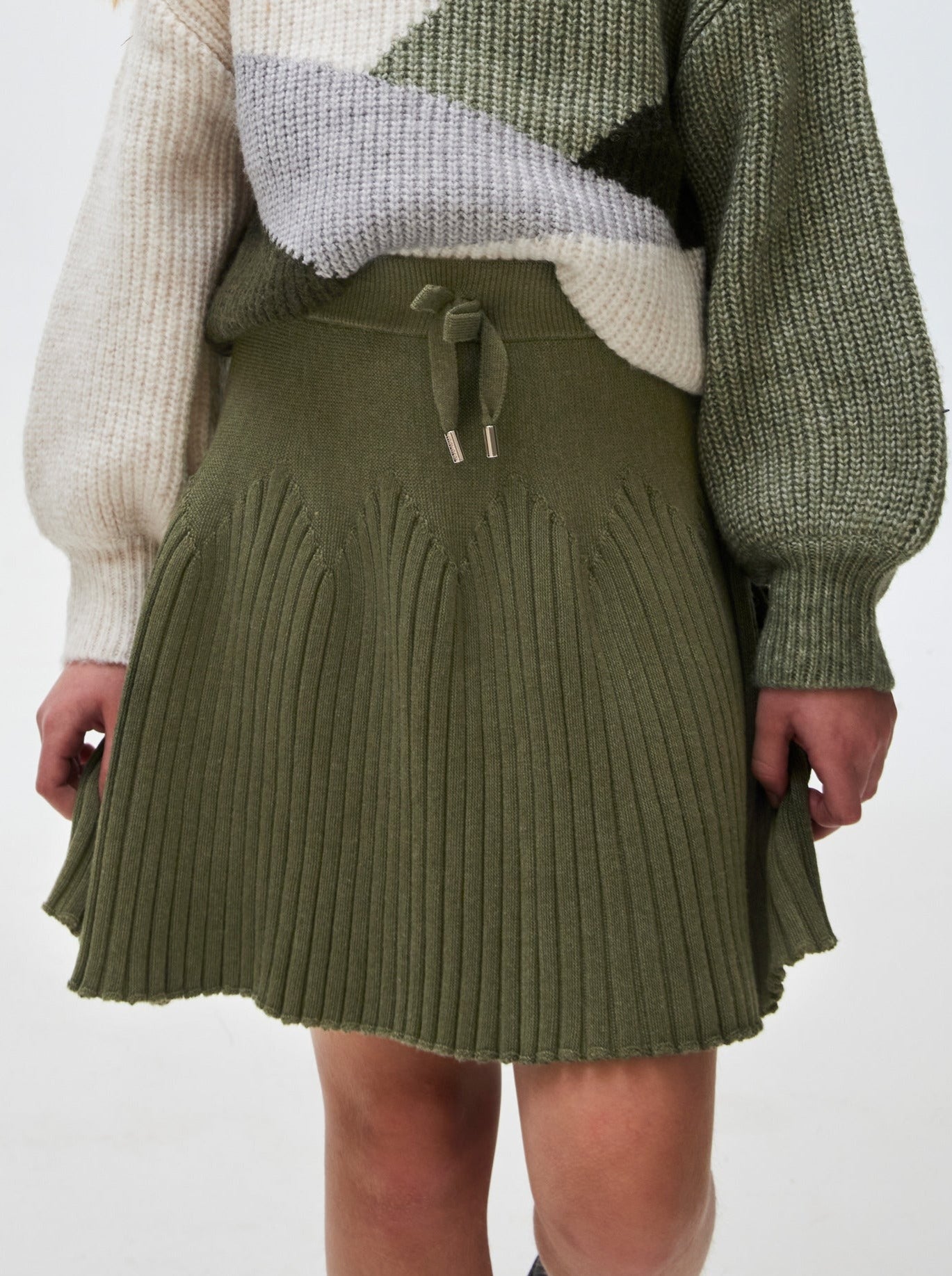 Mayoral Junior Green Rib Knit Flared Skirt _7951 - 58 - NorthGirls