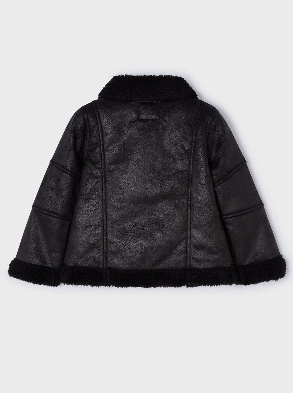 Mayoral Mini Black Shearling Collar Faux Suede Jacket _4414 - 85 - NorthGirls