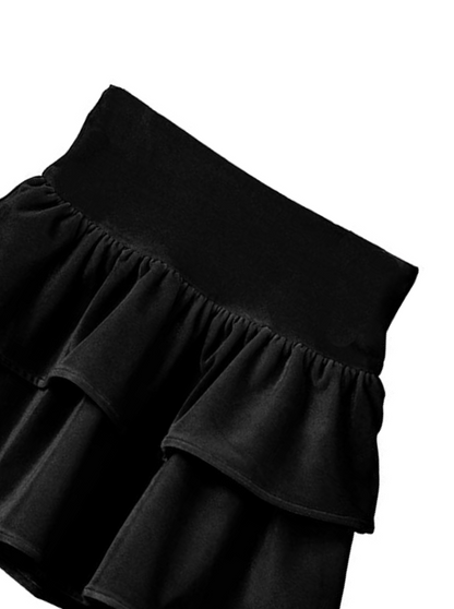 Teen Girl Velvet Tiered Mini Skirt