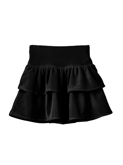 Teen Girl Velvet Tiered Mini Skirt