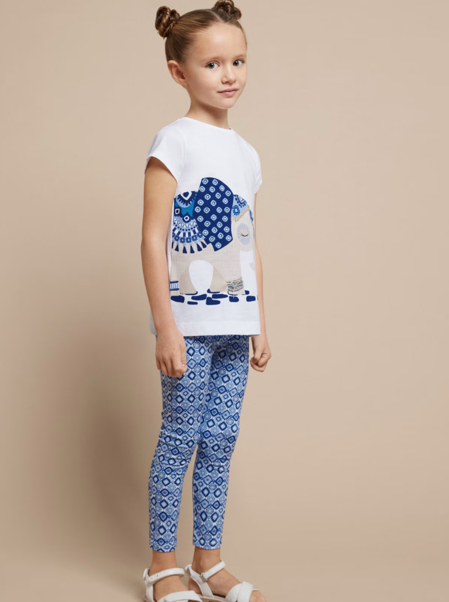 Mayoral Mini Elephant Short Sleeve T-Shirt with Leggings Set_ 3711-14