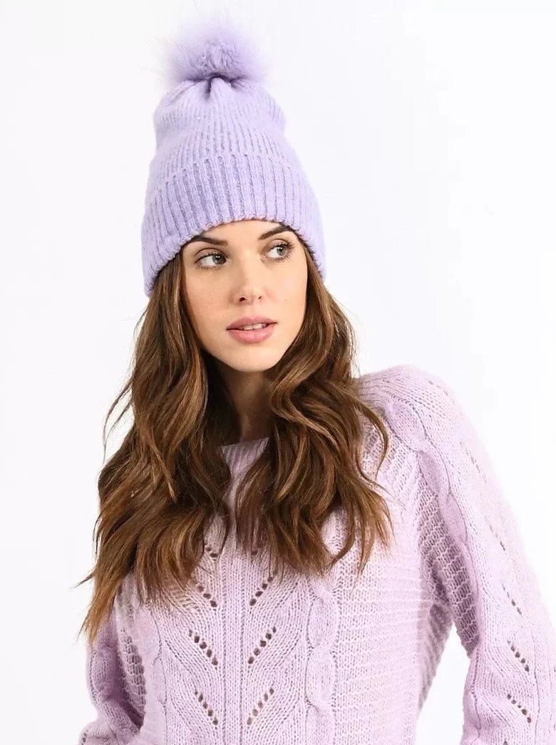 Mini Molly Purple Knitted Studded Hat _B259BH23 - 0608 - NorthGirls