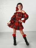 Ooh! La La! Red Avery Plaid Off The Shoulder Dress - NorthGirls