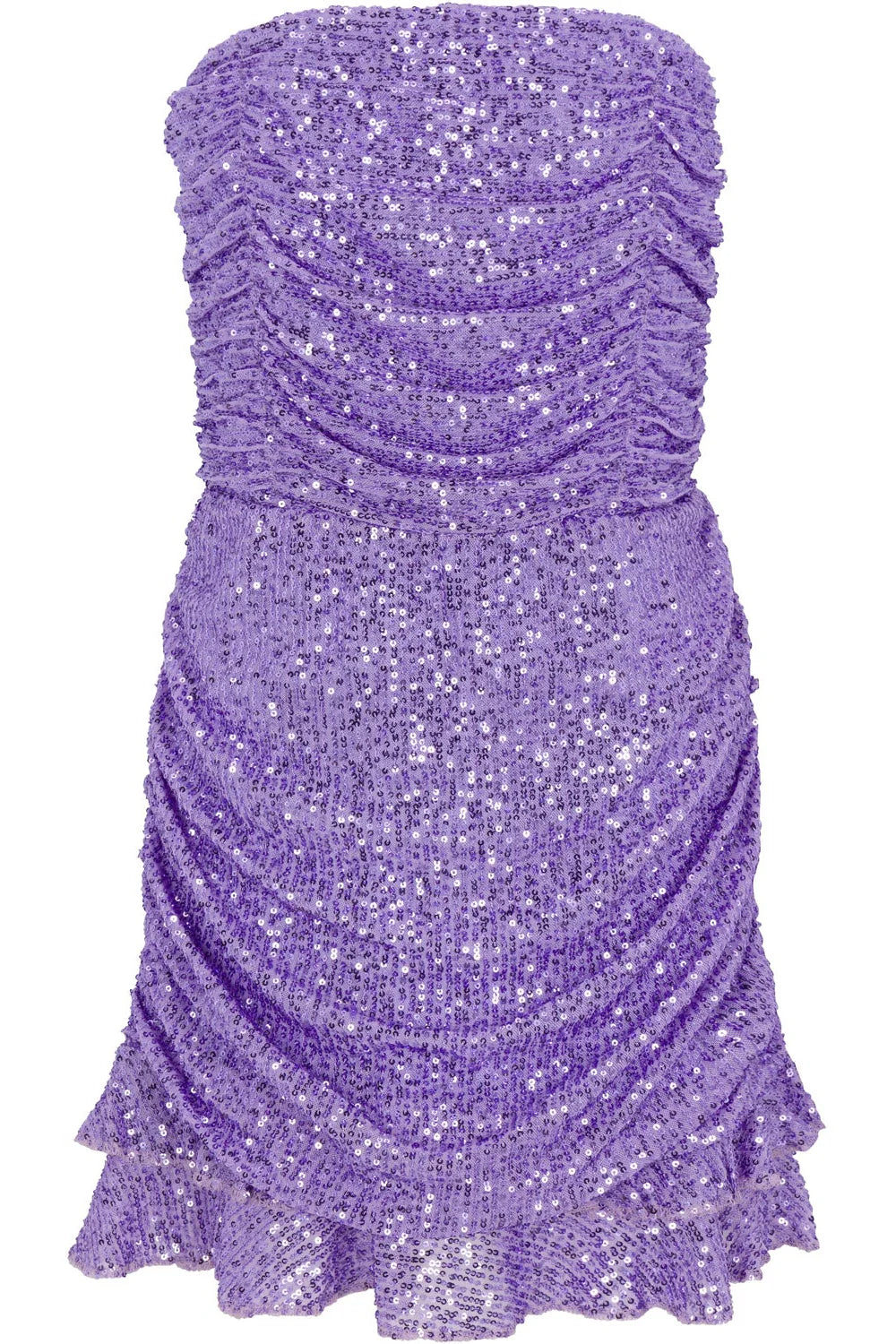 tween girls Purple strapless dress with sequin detailing on a white background