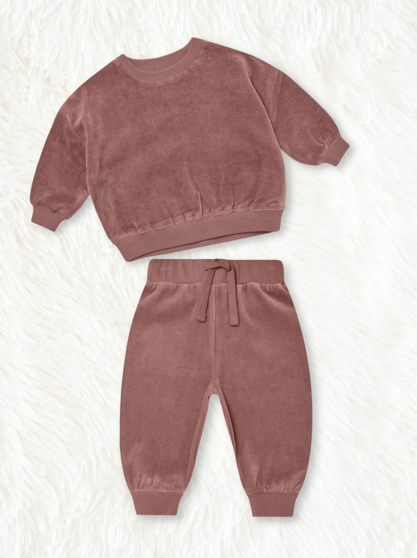 Quincy Mae Baby Plum Velvet Relaxed Sweatshirt & Sweatpants Set _QM094GIFF-P1152