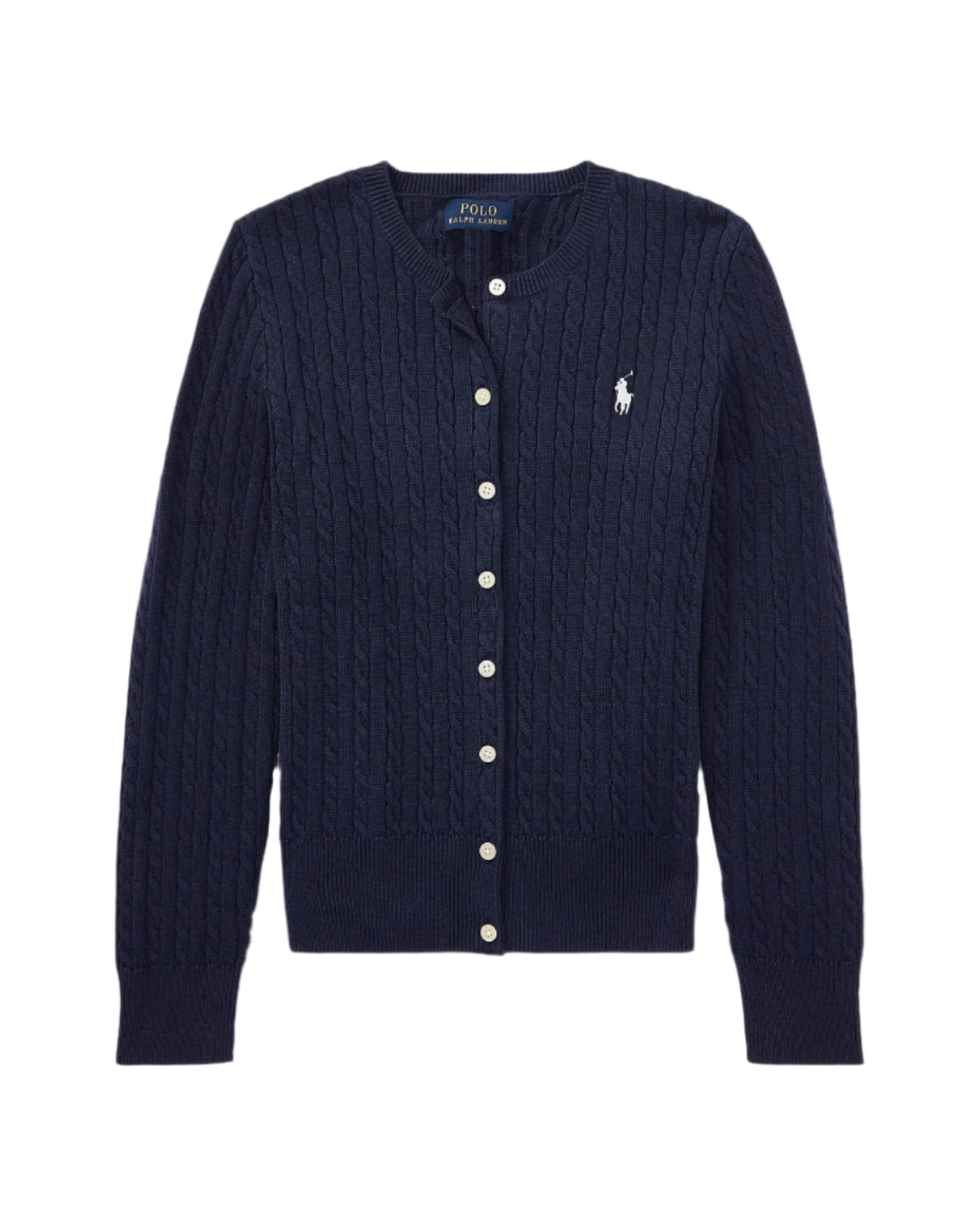 80s Ralph Lauren カーディガン 80s ポロ ラルフローレン ワンポイント ケーブル編み コットンニット