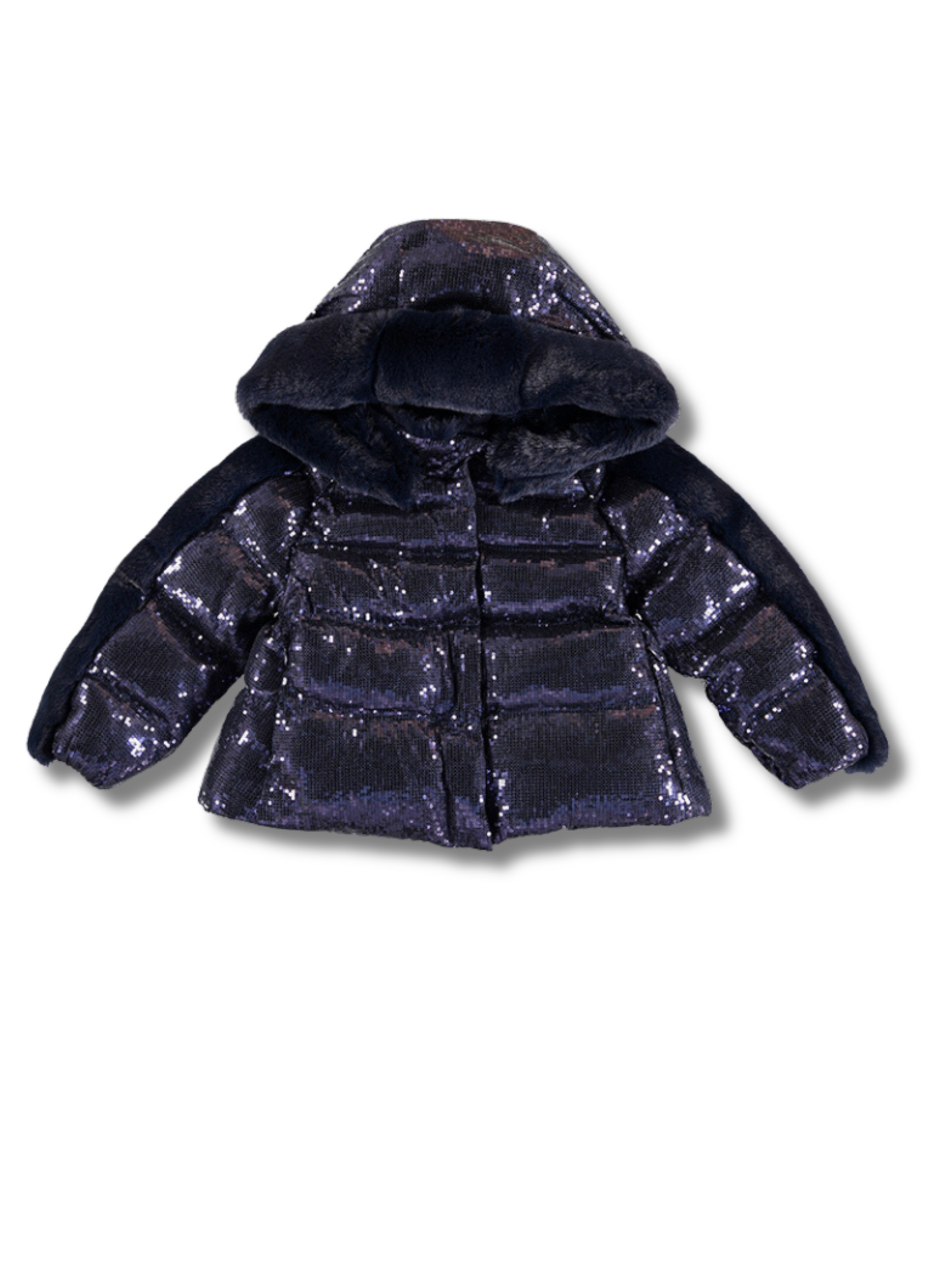 Abel & Lula Sequins Puffer Coat _Navy 5833-39