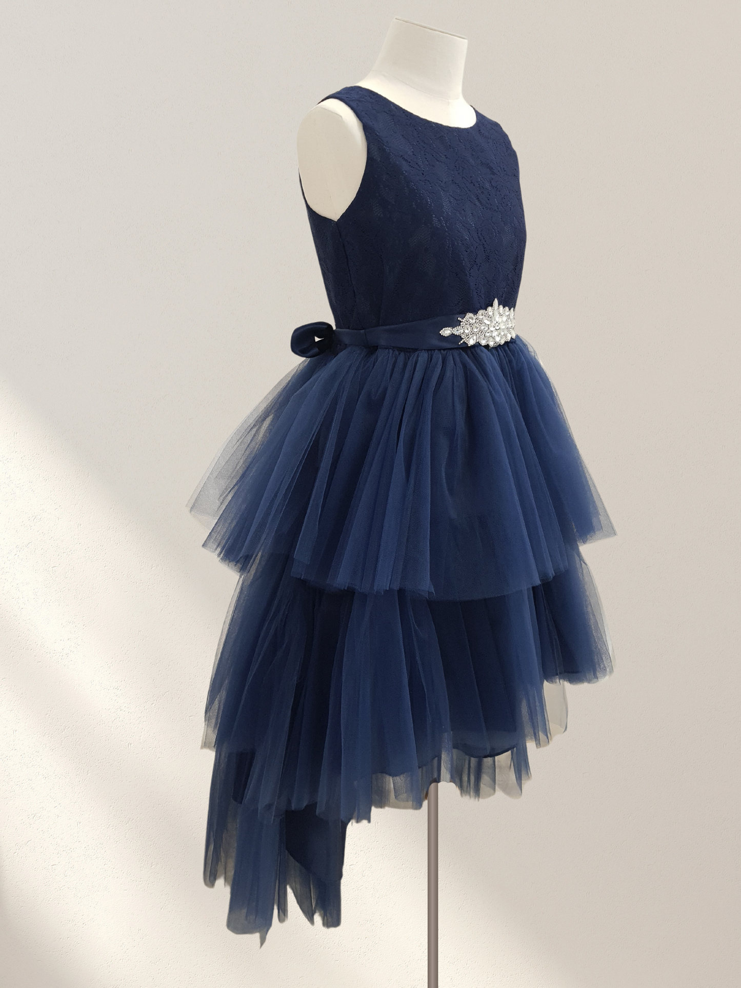 JL Navy High Low Tulle Dress W/ Jewel Belt _CCD825-S23