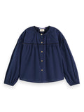 Scotch & Soda Navy Button Up Star Embroidery Blouse _175125 - 0002 - NorthGirls