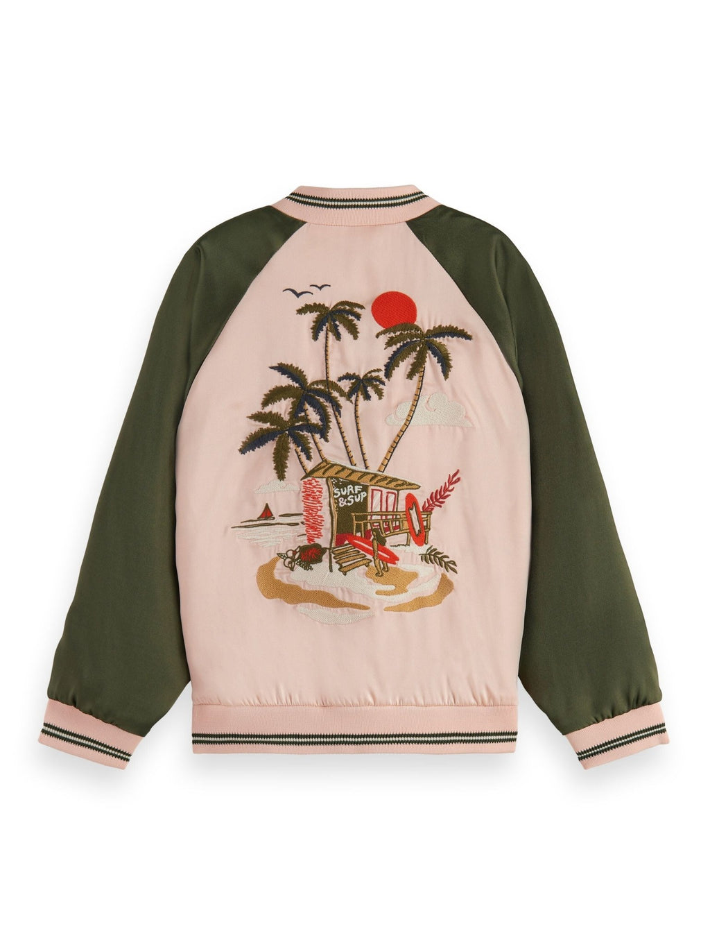 Scotch & Soda Pink & Green Reversible Varsity Bomber Jacket _ 176004 - 5564 - NorthGirls