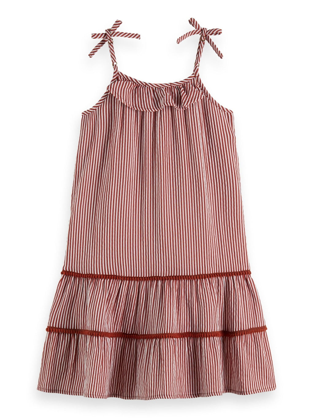Scotch & Soda Terracotta Striped A - Line Crinkle Cotton Sun Dress - NorthGirls