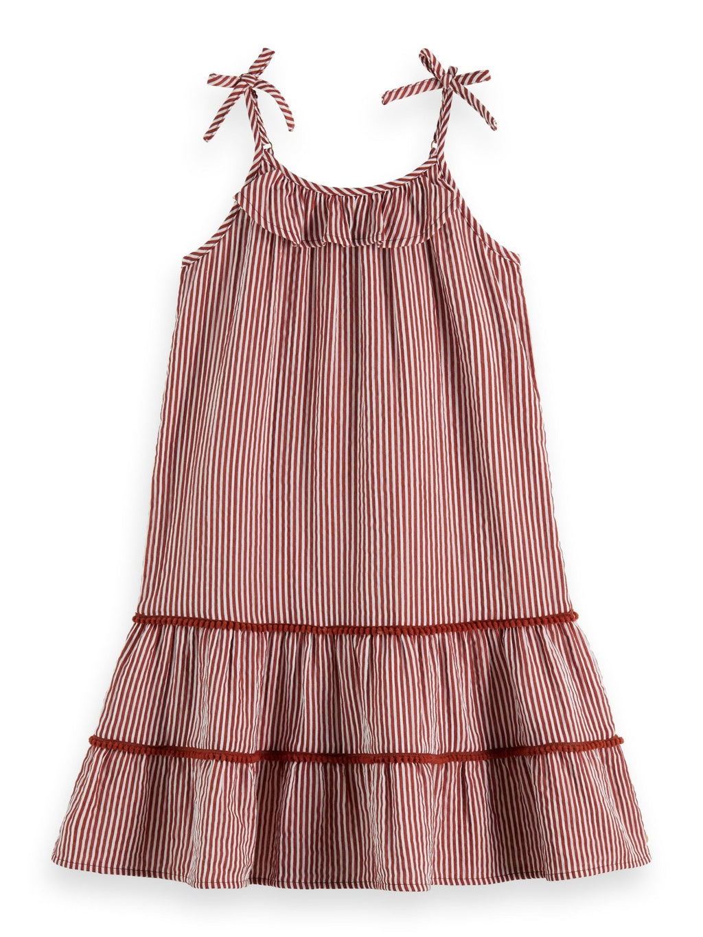 Scotch & Soda Terracotta Striped A - Line Crinkle Cotton Sun Dress - NorthGirls