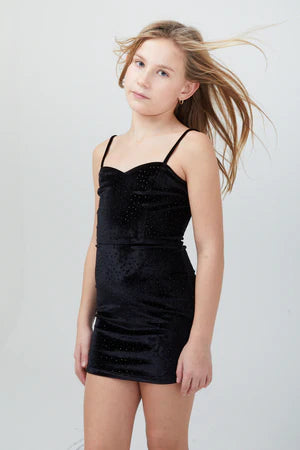 Theme  Serena Dress - Black Velour Studs