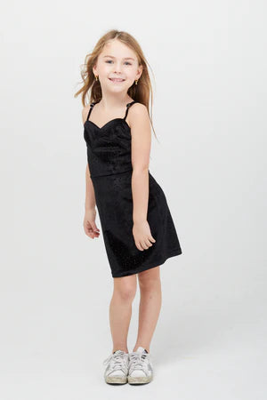 Theme  Serena Dress - Black Velour Studs