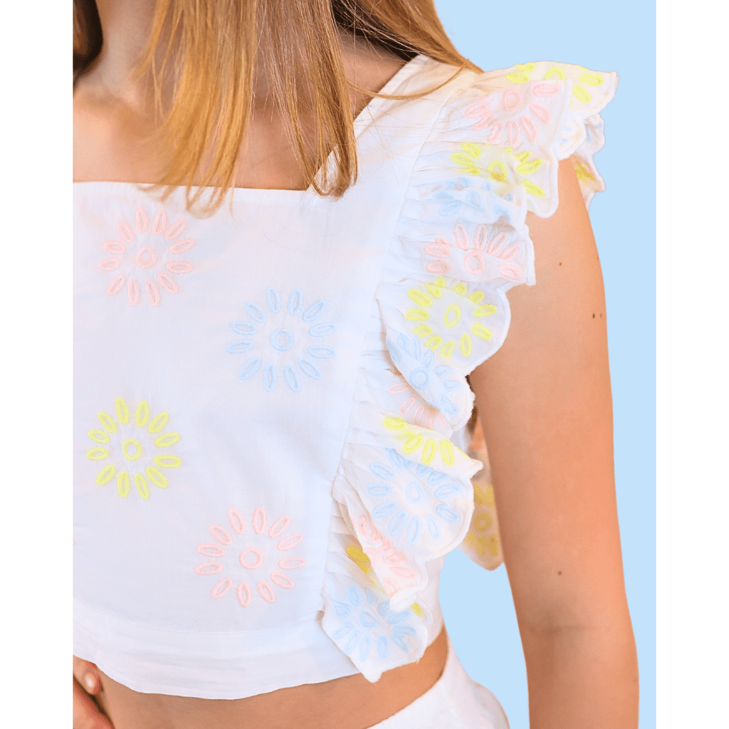 Stella McCartney Crop Sleeveless Eyelet Blouse _White TS5A32 - Z1142 - 101EM - NorthGirls