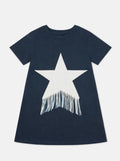 Stella McCartney Navy Jersey Dress W/ Fringed Print - NorthGirls