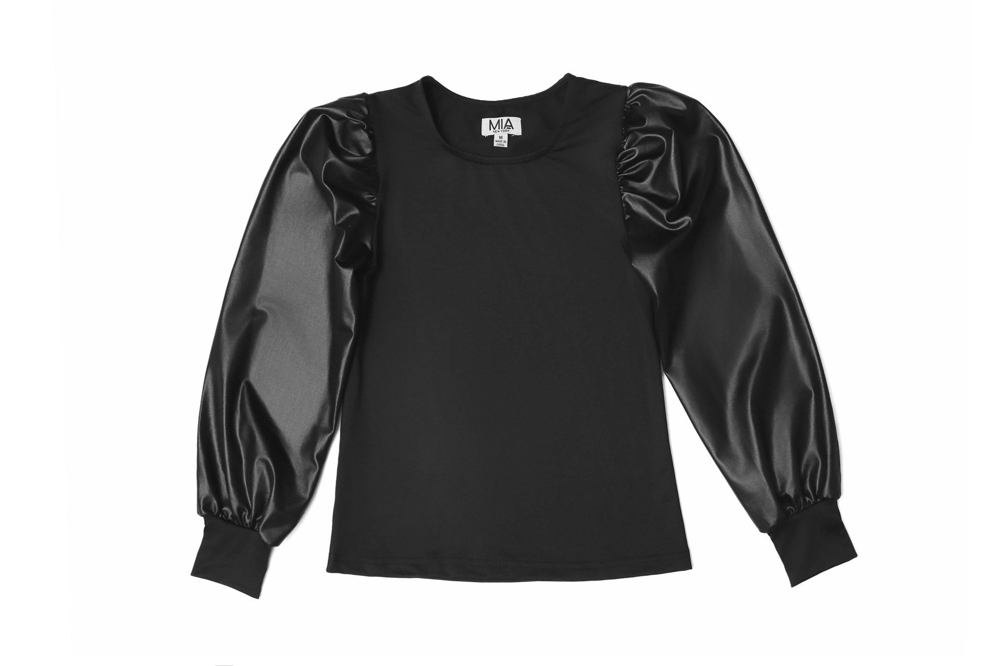 Teen Girls Long Sleeve Top with Shimmery Sleeves - NorthGirls