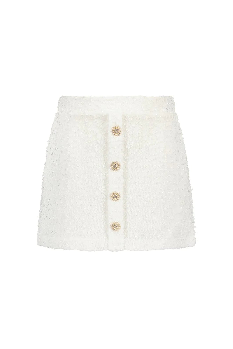 Le chic Off White Tialsa Glitter-Knit Skirt _C312-5715-003