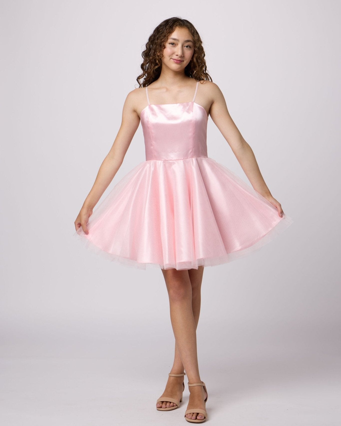 UDT ALICE Satin & Tulle Party Dress w/Straps _ K5132 - NorthGirls