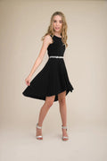 UDT Pleated High Low Dress _Black T2878K - BLK - NorthGirls
