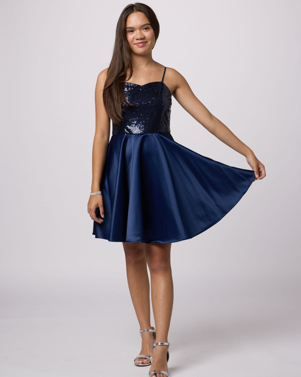 UDT SARA Sequin & Satin Party Dress w/Straps - NorthGirls