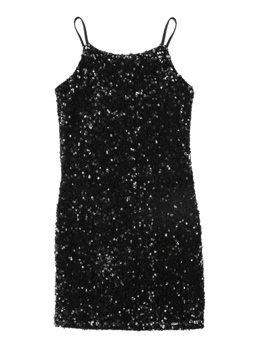 Girls Black Sequin Party Dress